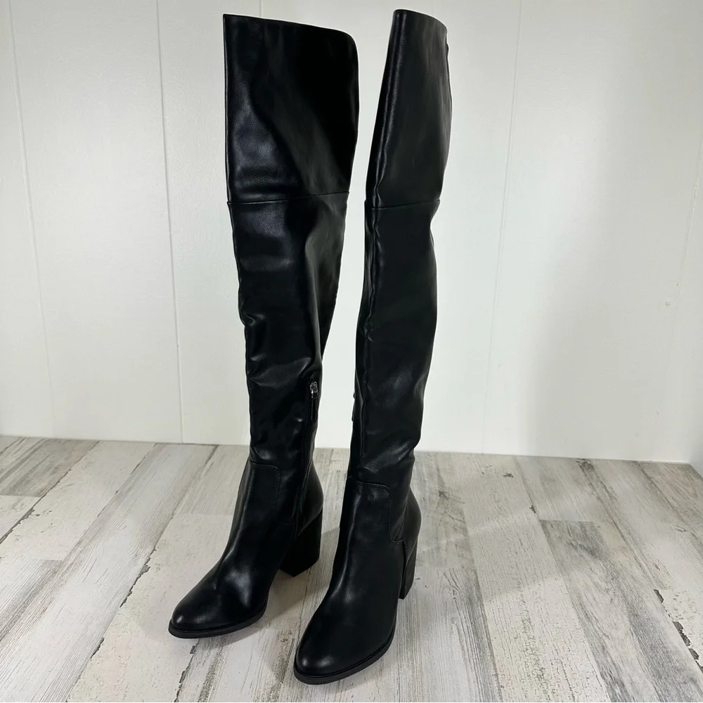 NEW BP. Luke‎ Black Side Zip Block Heel Over The Knee Boots #993